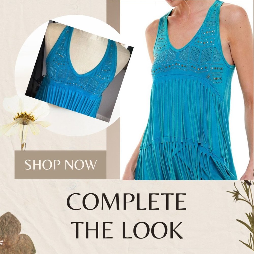 BULLY Designer FRINGE & BLING Dangling TANK TOP Embellished T-SHIRT Priced CHEAP